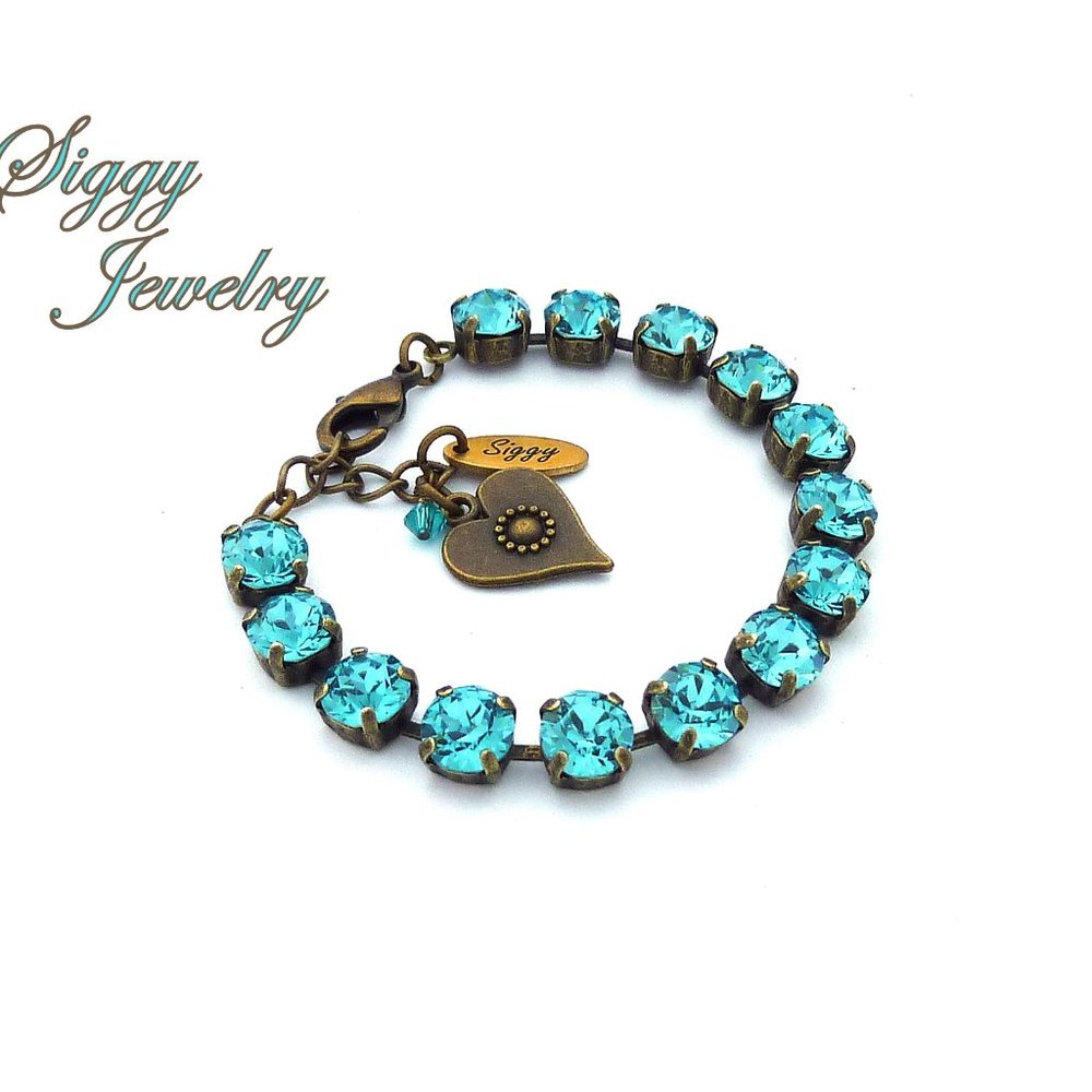 Swarovski 8mm Light Turquoise Tennis Bracelet - Picture 4 of 10